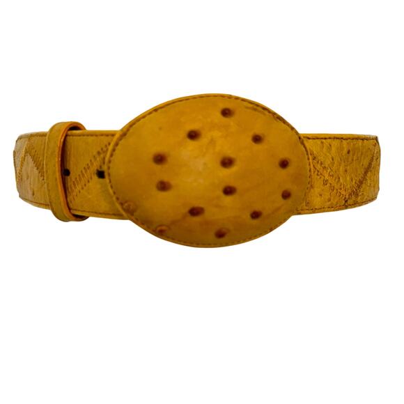 Full Quill Ostrich Buttercup Yellow Exotic Belt Men’s | 36  #6379 - Picture 1 of 10